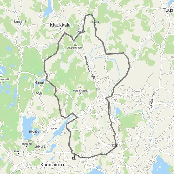 Map miniature of "Epic road cycling experience" cycling inspiration in Helsinki-Uusimaa, Finland. Generated by Tarmacs.app cycling route planner