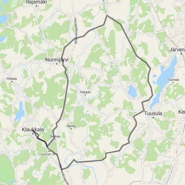 Map miniature of "Maaniittu Loop" cycling inspiration in Helsinki-Uusimaa, Finland. Generated by Tarmacs.app cycling route planner