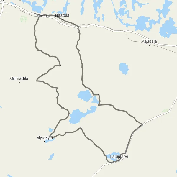 Map miniature of "Heinämaa and Kuivanto Road Adventure" cycling inspiration in Helsinki-Uusimaa, Finland. Generated by Tarmacs.app cycling route planner