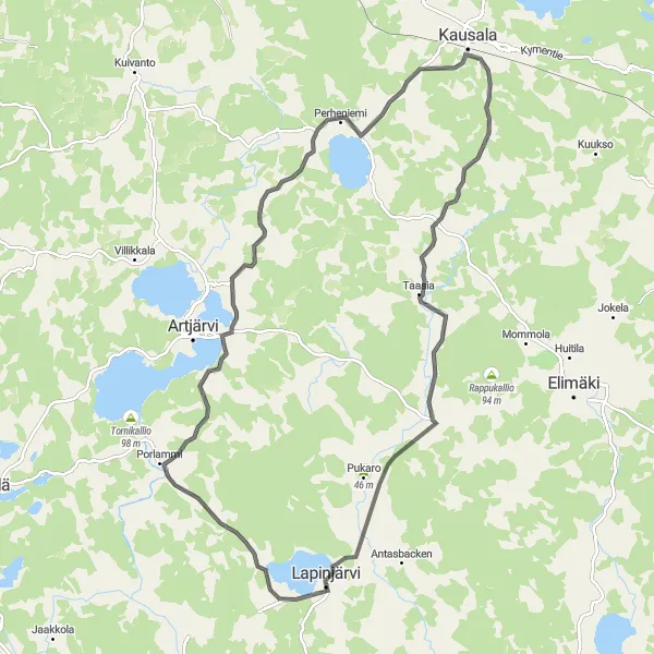 Map miniature of "Pukettisaari and Lilla Norrby Scenic Route" cycling inspiration in Helsinki-Uusimaa, Finland. Generated by Tarmacs.app cycling route planner