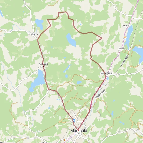 Map miniature of "Gravel Serenity" cycling inspiration in Helsinki-Uusimaa, Finland. Generated by Tarmacs.app cycling route planner