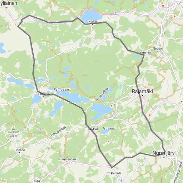 Map miniature of "Kytäjä Loop" cycling inspiration in Helsinki-Uusimaa, Finland. Generated by Tarmacs.app cycling route planner