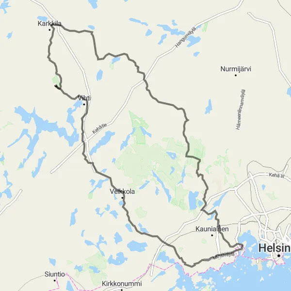 Map miniature of "West Finland Adventure" cycling inspiration in Helsinki-Uusimaa, Finland. Generated by Tarmacs.app cycling route planner