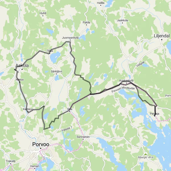 Map miniature of "Pernå Countryside Ride" cycling inspiration in Helsinki-Uusimaa, Finland. Generated by Tarmacs.app cycling route planner