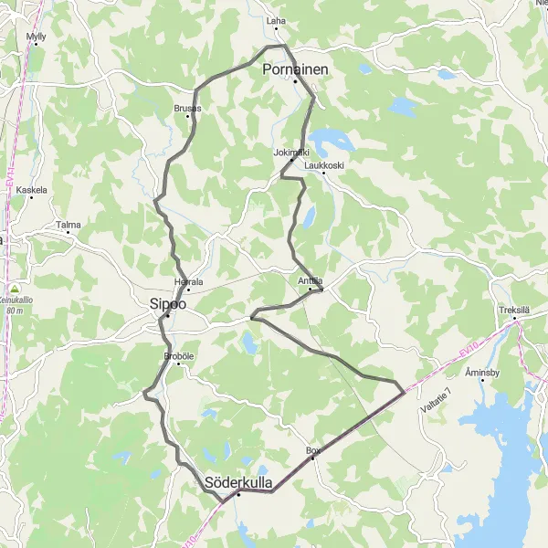 Map miniature of "Historical and Scenic Ride" cycling inspiration in Helsinki-Uusimaa, Finland. Generated by Tarmacs.app cycling route planner