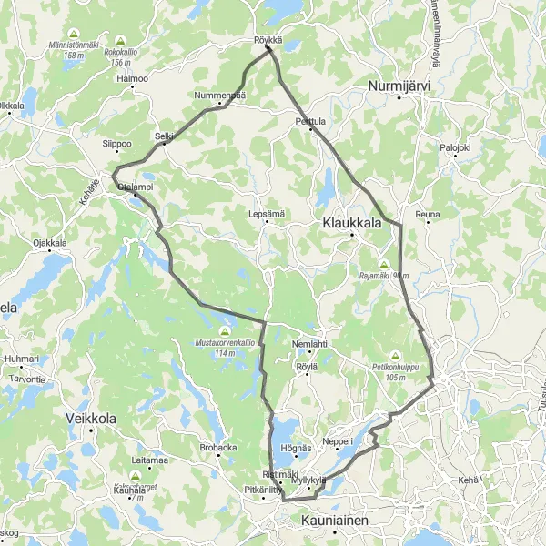 Map miniature of "Vantaa Discovery" cycling inspiration in Helsinki-Uusimaa, Finland. Generated by Tarmacs.app cycling route planner