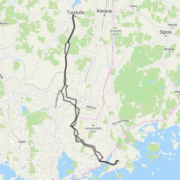 Map miniature of "Vuosaari Loop" cycling inspiration in Helsinki-Uusimaa, Finland. Generated by Tarmacs.app cycling route planner