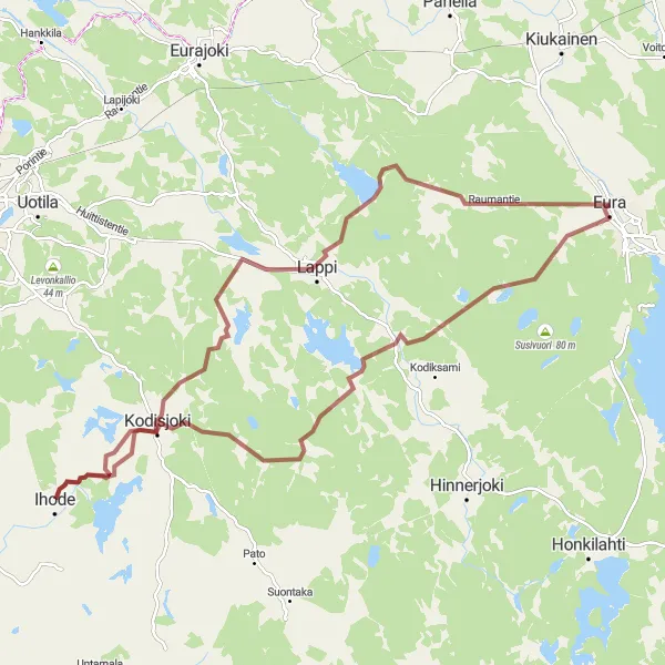 Map miniature of "Isovuori Gravel Expedition" cycling inspiration in Länsi-Suomi, Finland. Generated by Tarmacs.app cycling route planner