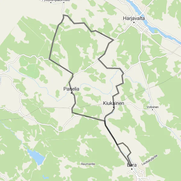 Map miniature of "Eura Countryside Delight" cycling inspiration in Länsi-Suomi, Finland. Generated by Tarmacs.app cycling route planner