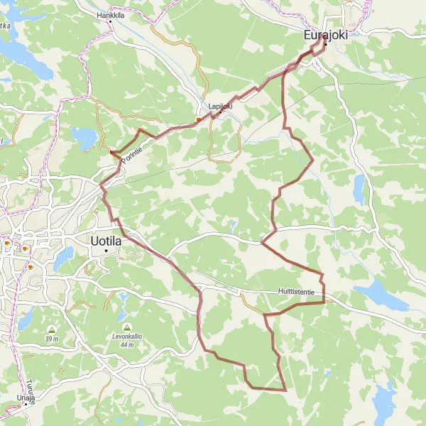Map miniature of "Eurajoki Gravel Tour" cycling inspiration in Länsi-Suomi, Finland. Generated by Tarmacs.app cycling route planner