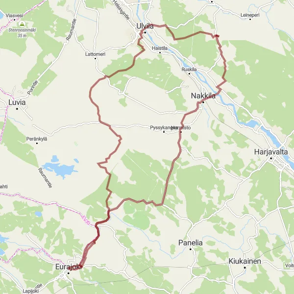 Map miniature of "Adventurous Gravel Tour" cycling inspiration in Länsi-Suomi, Finland. Generated by Tarmacs.app cycling route planner
