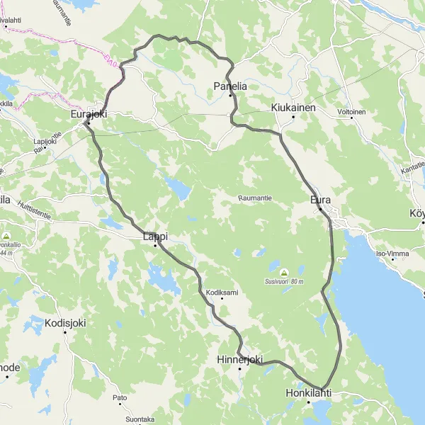 Map miniature of "Länsi-Suomi Countryside Loop" cycling inspiration in Länsi-Suomi, Finland. Generated by Tarmacs.app cycling route planner