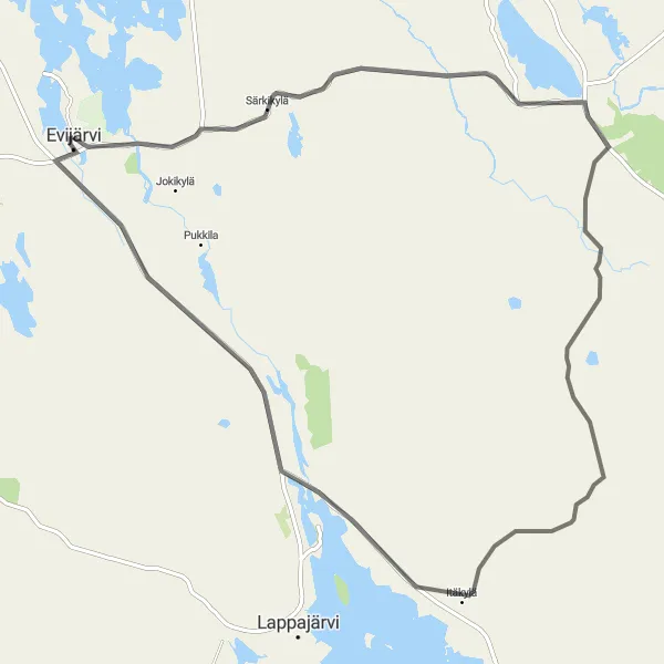 Map miniature of "Finnilä Loop with Niska Detour" cycling inspiration in Länsi-Suomi, Finland. Generated by Tarmacs.app cycling route planner