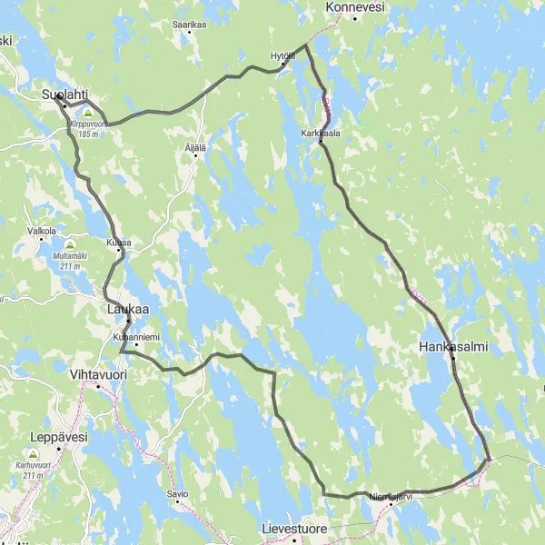 Map miniature of "Scenic Tour Through Kirppuvuori" cycling inspiration in Länsi-Suomi, Finland. Generated by Tarmacs.app cycling route planner