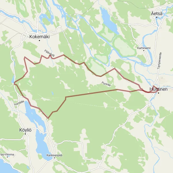 Map miniature of "Landscape Delights" cycling inspiration in Länsi-Suomi, Finland. Generated by Tarmacs.app cycling route planner