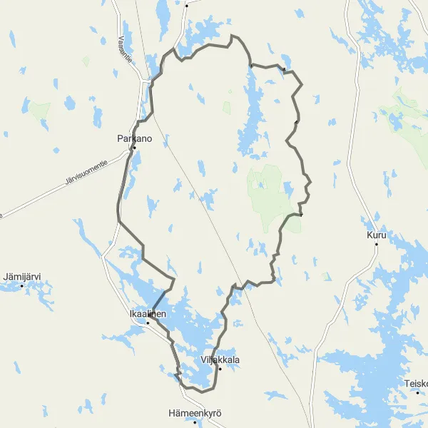Map miniature of "**Road to Paradise: Kurinranta to Sarkkilanjärvi**" cycling inspiration in Länsi-Suomi, Finland. Generated by Tarmacs.app cycling route planner