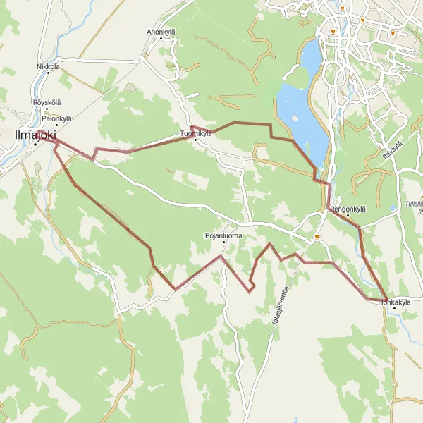 Map miniature of "Tuomikylä Gravel Adventure" cycling inspiration in Länsi-Suomi, Finland. Generated by Tarmacs.app cycling route planner