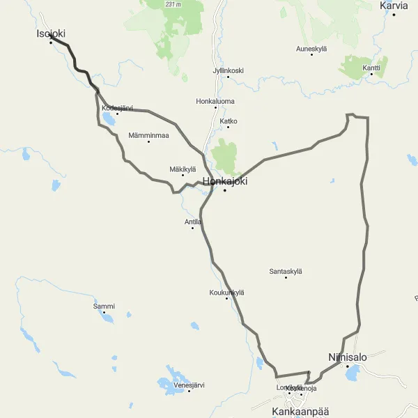 Map miniature of "Potato Knife and Scenic Roads" cycling inspiration in Länsi-Suomi, Finland. Generated by Tarmacs.app cycling route planner