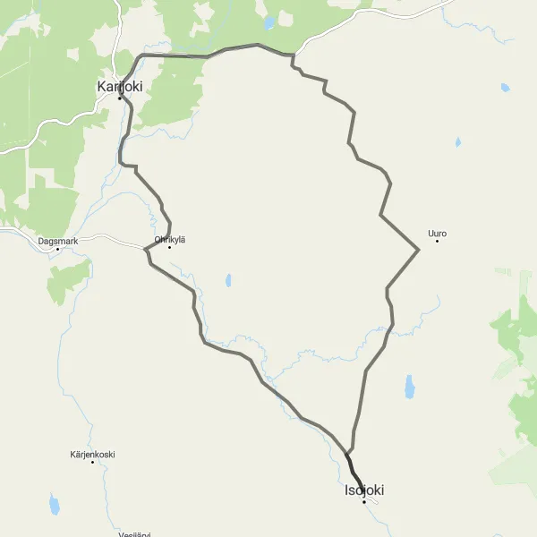 Map miniature of "The Villamo Adventure" cycling inspiration in Länsi-Suomi, Finland. Generated by Tarmacs.app cycling route planner