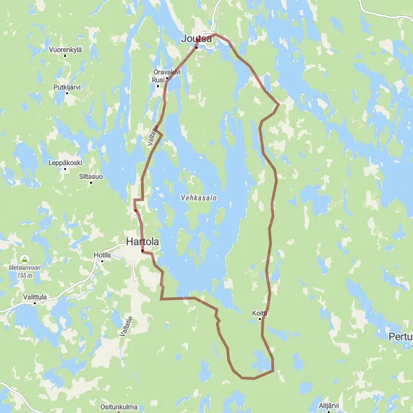 Karttaminiaatyyri "Viheri-Kaharinkoski Loop" pyöräilyinspiraatiosta alueella Länsi-Suomi, Finland. Luotu Tarmacs.app pyöräilyreittisuunnittelijalla