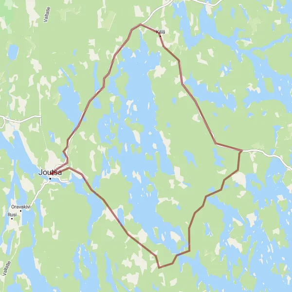 Map miniature of "Viheri Bridge Loop" cycling inspiration in Länsi-Suomi, Finland. Generated by Tarmacs.app cycling route planner