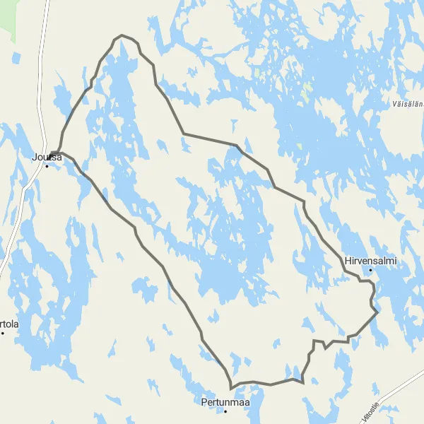 Map miniature of "Kissakosken laavu and Viheri Expedition" cycling inspiration in Länsi-Suomi, Finland. Generated by Tarmacs.app cycling route planner