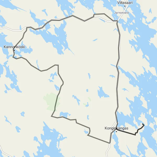 Map miniature of "Kannonkoski Road Adventure" cycling inspiration in Länsi-Suomi, Finland. Generated by Tarmacs.app cycling route planner