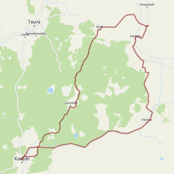 Map miniature of "Gravel Route through Äystö, Kainasto, and Päntäne" cycling inspiration in Länsi-Suomi, Finland. Generated by Tarmacs.app cycling route planner