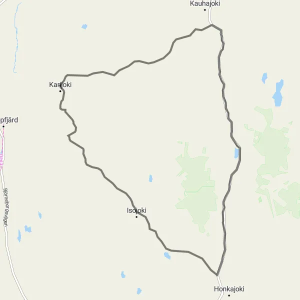 Map miniature of "Southern Potato Fields Loop" cycling inspiration in Länsi-Suomi, Finland. Generated by Tarmacs.app cycling route planner