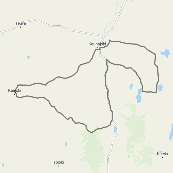 Map miniature of "Hämeenkyrö Hills Challenge" cycling inspiration in Länsi-Suomi, Finland. Generated by Tarmacs.app cycling route planner