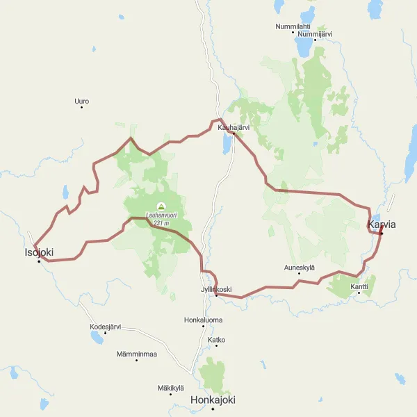 Map miniature of "Kivijata Gravel Loop" cycling inspiration in Länsi-Suomi, Finland. Generated by Tarmacs.app cycling route planner