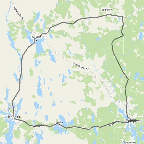 Map miniature of "Keuruu to Tuulimyllypumppu suoraan preerialta Road Route" cycling inspiration in Länsi-Suomi, Finland. Generated by Tarmacs.app cycling route planner