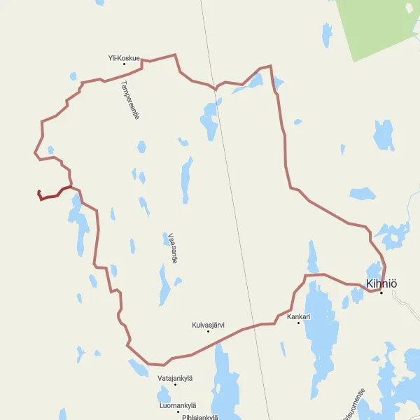 Map miniature of "Kihniö Lake Circuit" cycling inspiration in Länsi-Suomi, Finland. Generated by Tarmacs.app cycling route planner