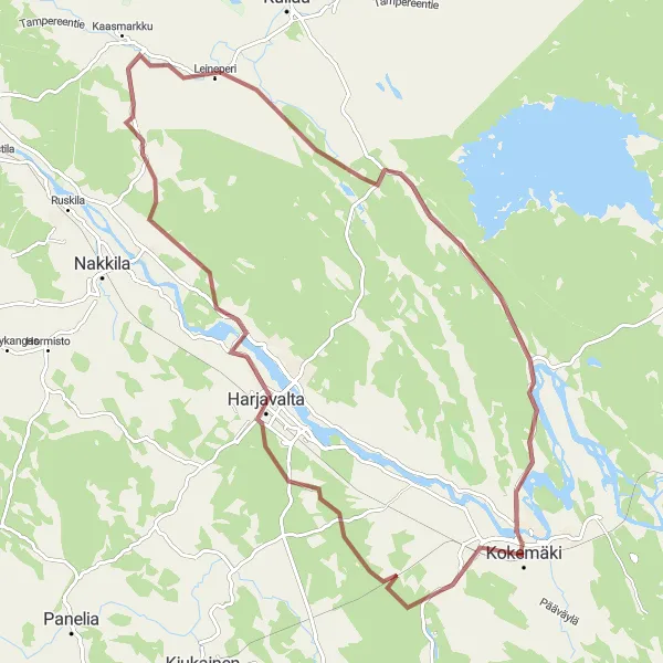 Map miniature of "Gravel Expedition to Hiittenharju" cycling inspiration in Länsi-Suomi, Finland. Generated by Tarmacs.app cycling route planner