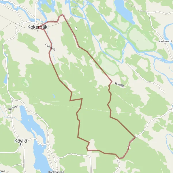 Map miniature of "Ronkankulma Gravel Route" cycling inspiration in Länsi-Suomi, Finland. Generated by Tarmacs.app cycling route planner
