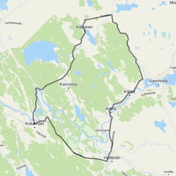 Map miniature of "Kiikka Road Route" cycling inspiration in Länsi-Suomi, Finland. Generated by Tarmacs.app cycling route planner