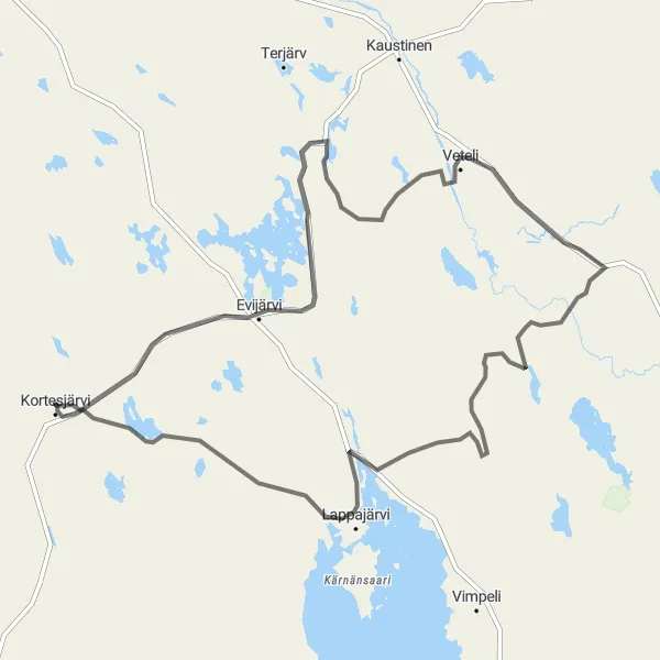 Map miniature of "Nuottimäki and Harju Circuit" cycling inspiration in Länsi-Suomi, Finland. Generated by Tarmacs.app cycling route planner