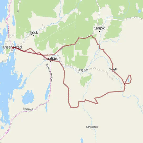 Map miniature of "Vanhakylä Gravel Expedition" cycling inspiration in Länsi-Suomi, Finland. Generated by Tarmacs.app cycling route planner