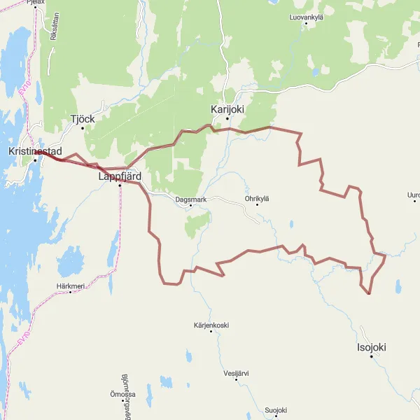 Map miniature of "Forest Adventure Loop" cycling inspiration in Länsi-Suomi, Finland. Generated by Tarmacs.app cycling route planner