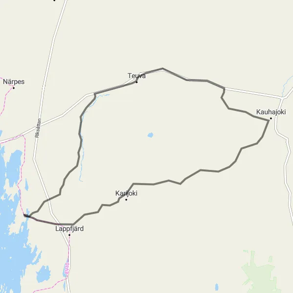 Map miniature of "Coastal Beauty Cycling Tour" cycling inspiration in Länsi-Suomi, Finland. Generated by Tarmacs.app cycling route planner