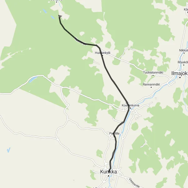 Map miniature of "Riding through Risto-Veturi and Panttila" cycling inspiration in Länsi-Suomi, Finland. Generated by Tarmacs.app cycling route planner