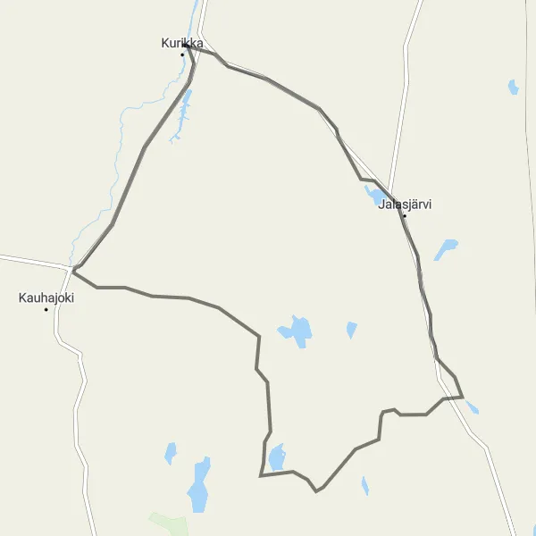 Map miniature of "Journey through Jalasjärvi and Aronkylä" cycling inspiration in Länsi-Suomi, Finland. Generated by Tarmacs.app cycling route planner