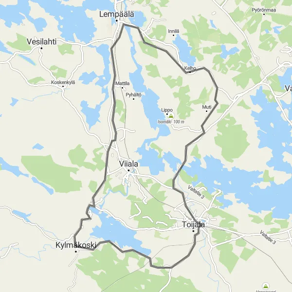 Map miniature of "The Lokkisaari Loop" cycling inspiration in Länsi-Suomi, Finland. Generated by Tarmacs.app cycling route planner