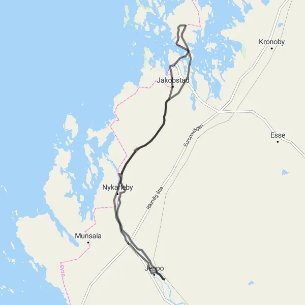 Map miniature of "Scenic Coastal Loop" cycling inspiration in Länsi-Suomi, Finland. Generated by Tarmacs.app cycling route planner