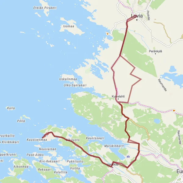 Map miniature of "Luvia Gravel Loop" cycling inspiration in Länsi-Suomi, Finland. Generated by Tarmacs.app cycling route planner