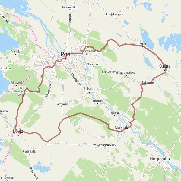 Map miniature of "Pori Excursion" cycling inspiration in Länsi-Suomi, Finland. Generated by Tarmacs.app cycling route planner