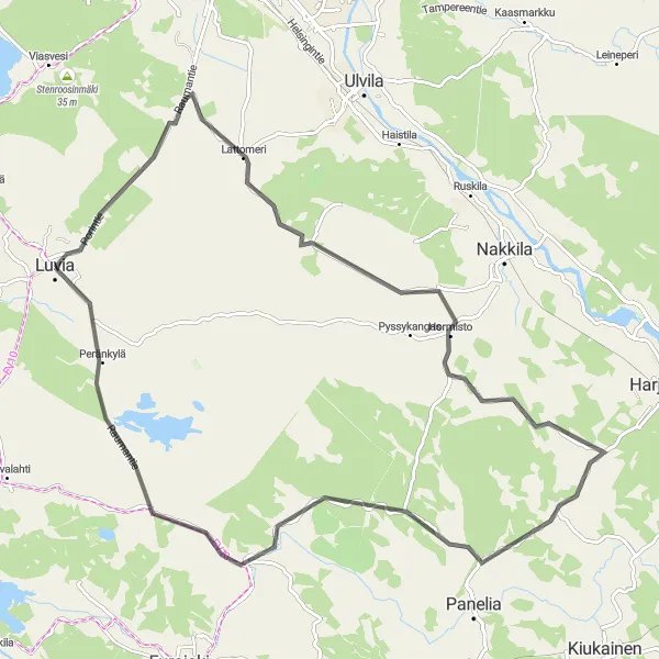Map miniature of "Undulating Landscapes and Spectacular Views" cycling inspiration in Länsi-Suomi, Finland. Generated by Tarmacs.app cycling route planner