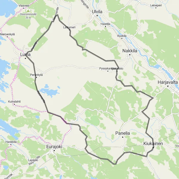 Map miniature of "Luvia and Surroundings" cycling inspiration in Länsi-Suomi, Finland. Generated by Tarmacs.app cycling route planner