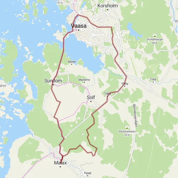 Map miniature of "Rugged Gravel Adventure" cycling inspiration in Länsi-Suomi, Finland. Generated by Tarmacs.app cycling route planner