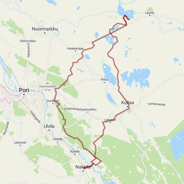 Map miniature of "Gravel Cycling Route - Arantila Adventure" cycling inspiration in Länsi-Suomi, Finland. Generated by Tarmacs.app cycling route planner